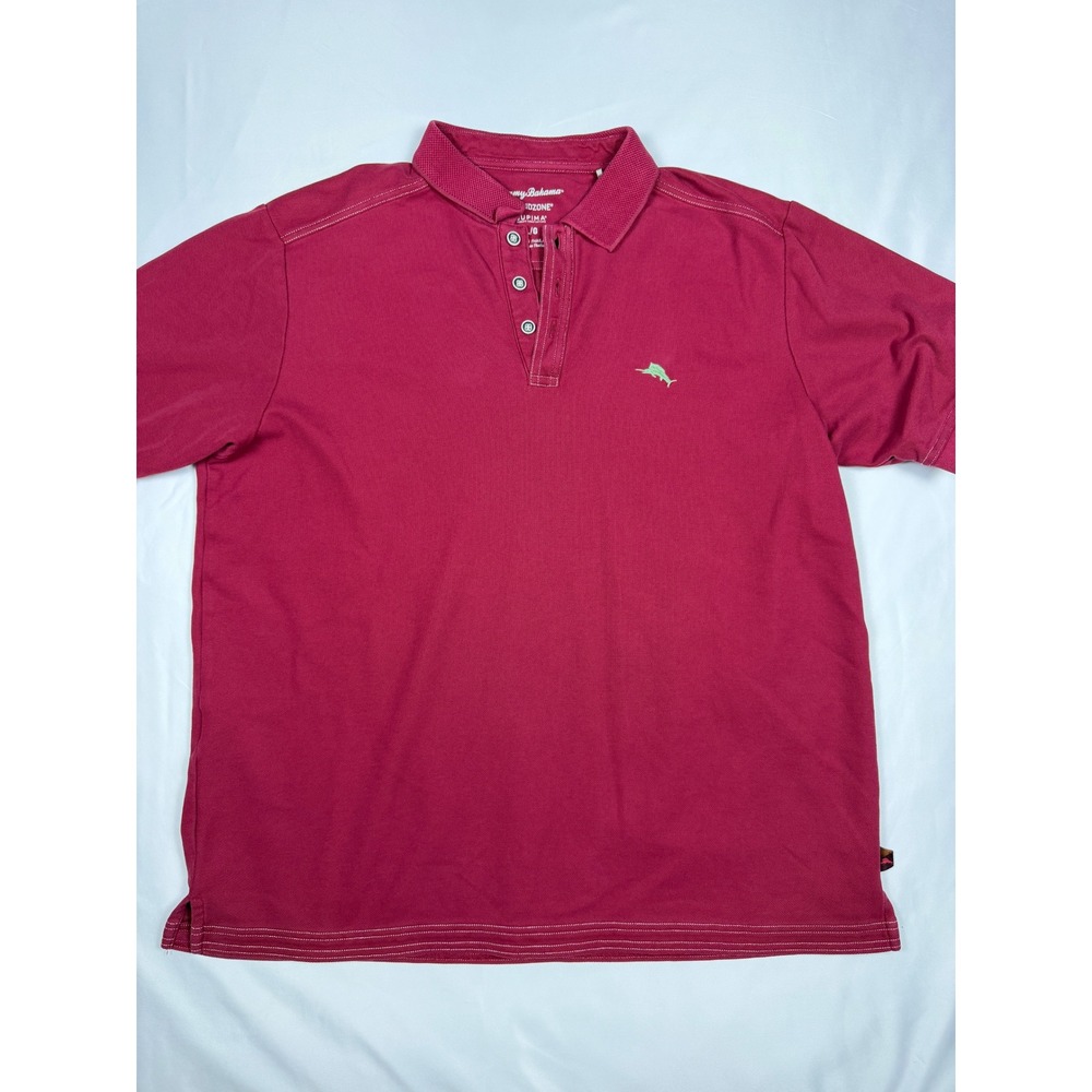 Tommy Bahama Island Zone Supima Cotton Polo Shirt‎ Red L/G Short Sleeve Men
